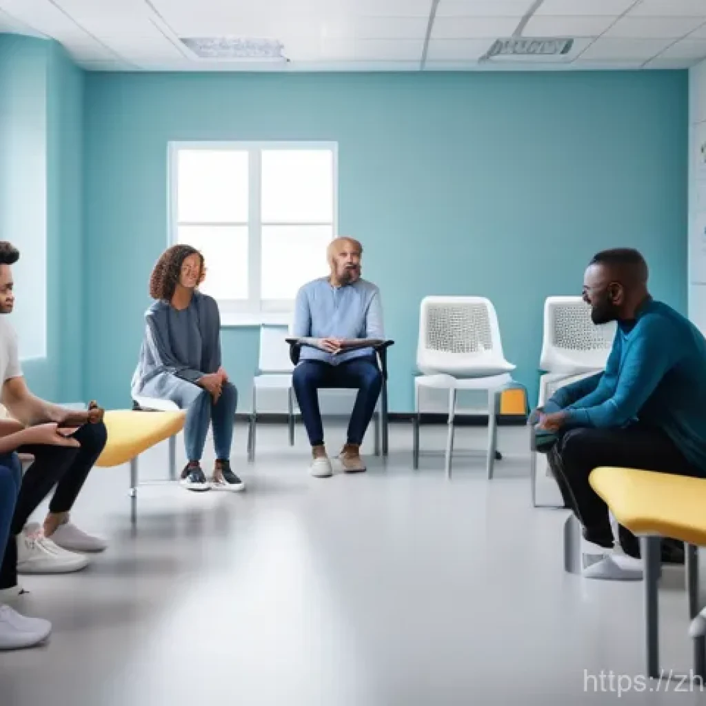 마약 중독과 사회적 재활 - **Prompt 1: AI-Powered Personalized Recovery Journey**
    A modern, brightly lit rehabilitation cen...