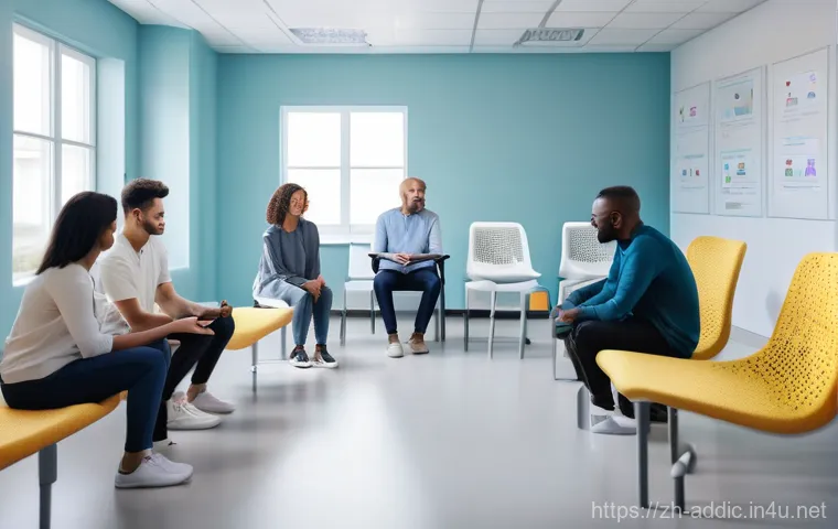 마약 중독과 사회적 재활 - **Prompt 1: AI-Powered Personalized Recovery Journey**
    A modern, brightly lit rehabilitation cen...