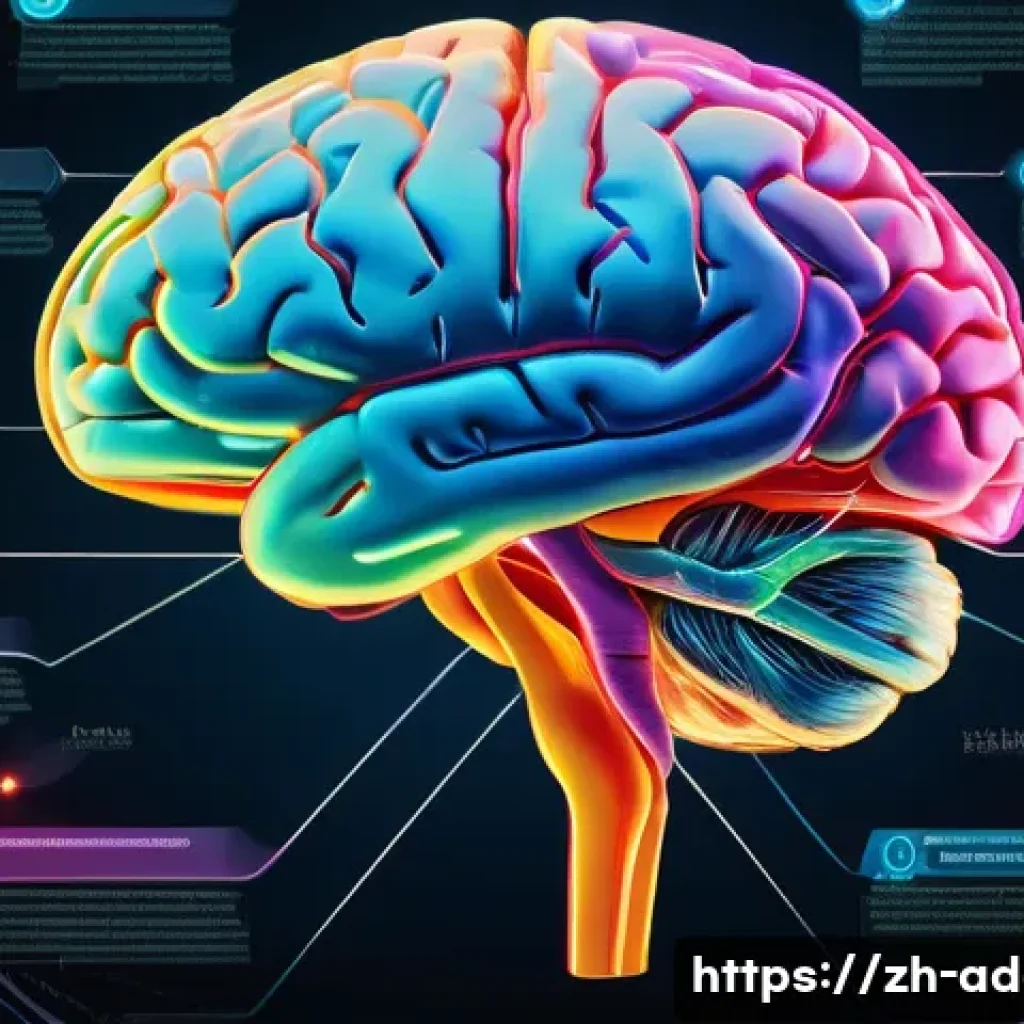 마약 중독과 신경전달물질 - A detailed anatomical illustration of the human brain highlighting the reward system pathways with v...