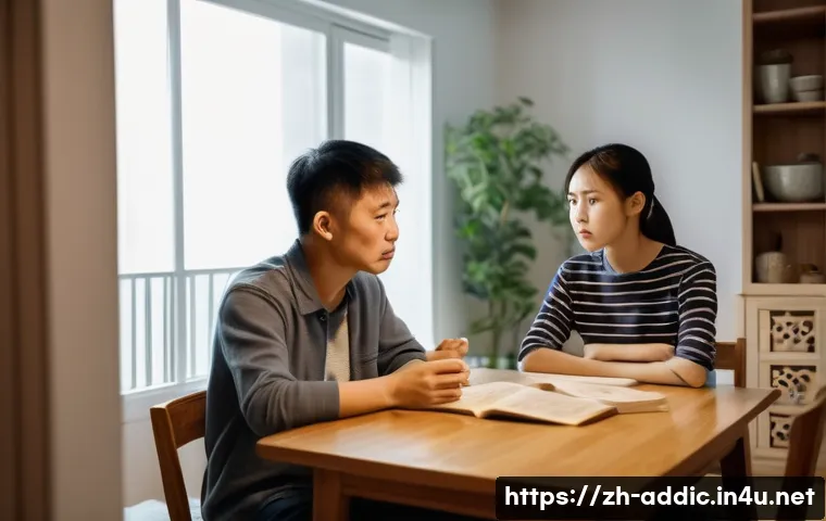 알콜 중독 자녀에 미치는 영향 - A detailed, emotionally charged family scene in a modern Chinese apartment, showing parents and teen...