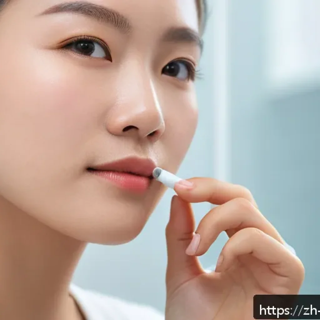 니코틴 대체 치료법 비교 - A close-up scene of a young adult woman applying a nicotine patch on her upper arm, showcasing smoot...