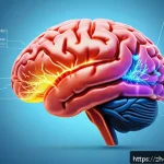 니코틴 중독 예방 교육 - A detailed scientific illustration of the human brain highlighting nicotine’s effect on neural pathw...